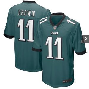 Men's Nike A.J. Brown Midnight Green Philadelphia Eagles Player Game Jersey NWT